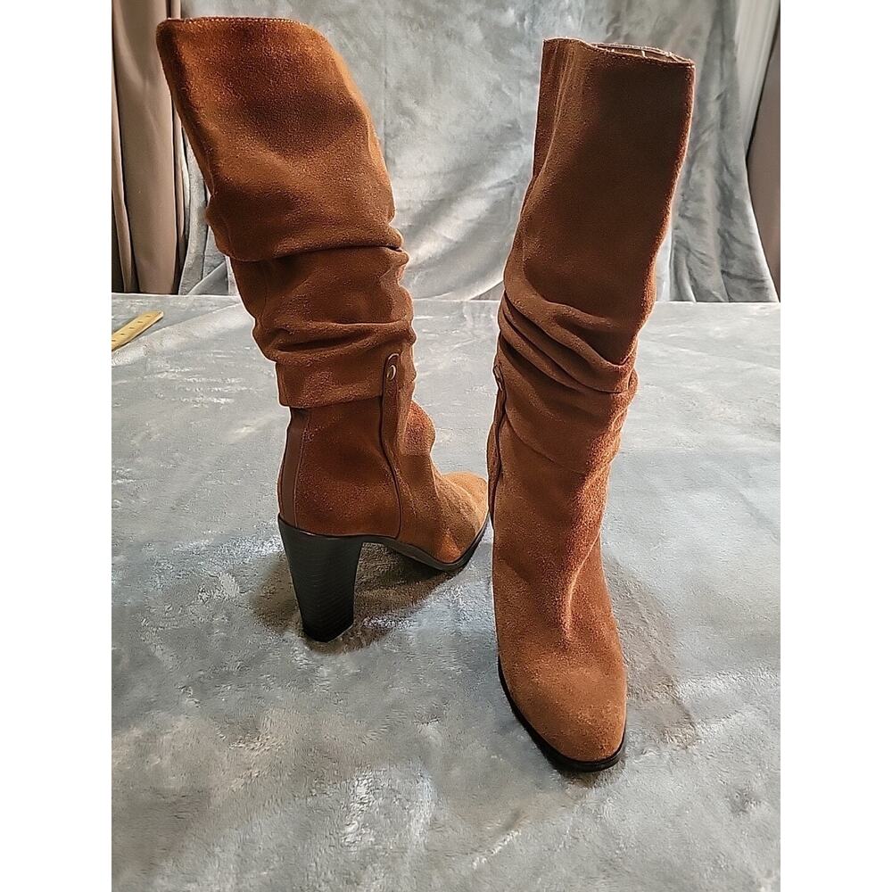 Frye Boots Women's Size 7 Congac Suede Heeled Scrunchl’ - Picture 5 of 6
